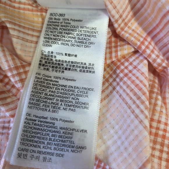 Marmot Plaid Hiking Shirt Women's M Orange Short Sleeve Button Up Outdoor Trail - Picture 8 of 16